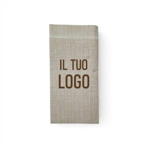 Tovaglioli portaposate personalizzati effetto lino marrone 8